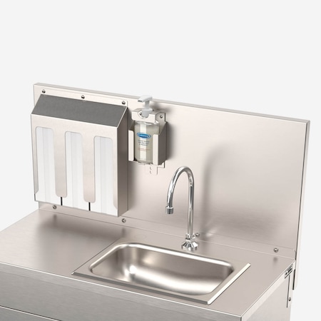 Eco Plus Portable Sink Accessory, Simple Backsplash, 3-Bay Paper Holder, Soap Bottle Holder